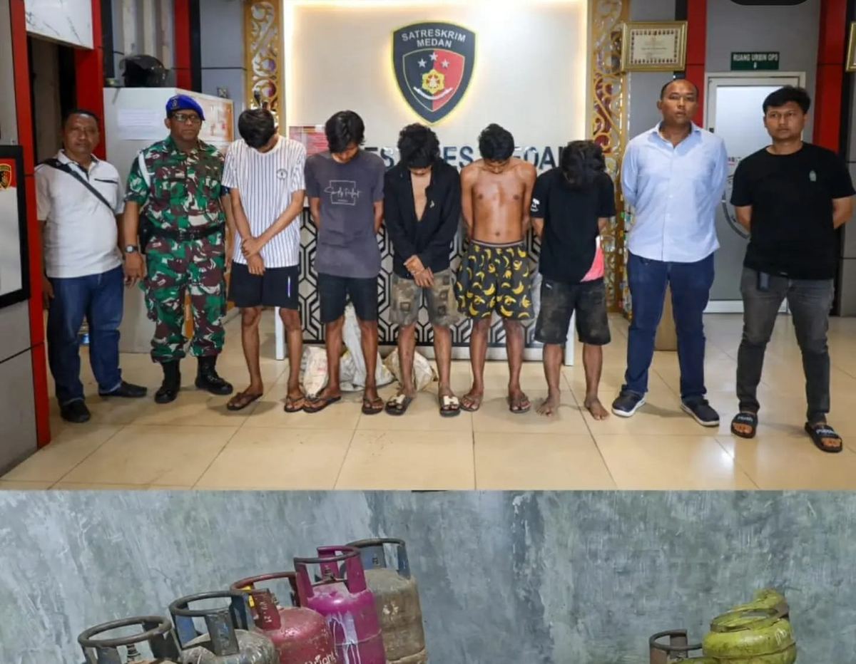 TNI-ALがデリ・スルダンでLPG不正混入シンジケートを摘発、5人逮捕